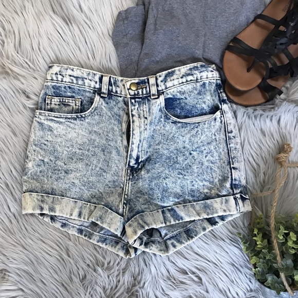 American Apparel Pants - American Apparel- high waisted acid wash shorts